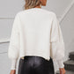 Round Neck Dropped Shoulder Pullover Sweater
