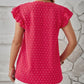Swiss Dot Ruffled Cap Sleeve T-Shirt