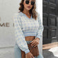 KnittedEmporium Houndstooth Johnny Collar Cropped Sweater