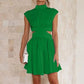 Cutout Ruched Mock Neck Mini Dress