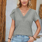 V-Neck Petal Sleeve T-Shirt
