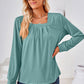 Square Neck Ruched Long Sleeve Blouse