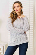Woven Right Cable-Knit Hooded Sweater *