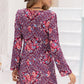 Purple V-Neck Long Sleeve Printed Mini Dress