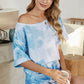 Full Size Tie-Dye Boat Neck Top and Shorts Lounge Set