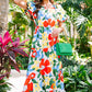 Women's Floral Notched Balloon Sleeve Midi Dress