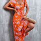 Full Size Floral Buttoned Drawstring Waist Tiered Dress