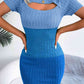 Color Block Cutout Short Sleeve Sweater Dress