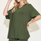 Basic Bae Full Size V-Neck Drop Shoulder Short Sleeve T-Shirt and Shorts Set