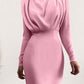 Ruched Turtleneck Long Sleeve Dress