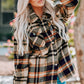 Plaid Button Front Shirt Jacket with Breast Pockets