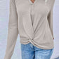 Twist Front Long Sleeve Waffle Knit Top