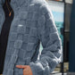 Full Size Fuzzy Checkered Zip Up Jacket