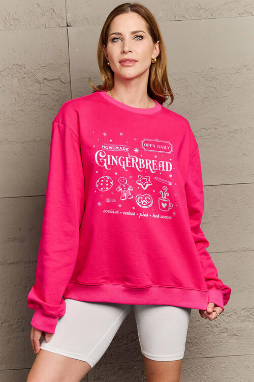 Simply Love Christmas Themed Full Size GINGERBREAD Long Sleeve Sweatshirt