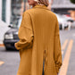 Full Size Slit Dropped Shoulder Longline Shirt