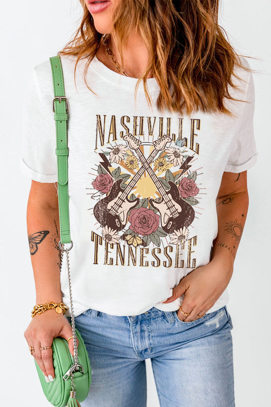 Women's Full Size NASHVILLE TENNESSEE Cuffed Tee Shirt