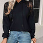 Lace Detail Drawstring Long Sleeve Hoodie