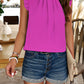 Frill Ruched Mock Neck Sleeveless Blouse
