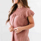 Polka Dot Smocked Flutter Sleeve Blouse