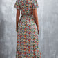 Full Size Floral Surplice Neck Tied Midi Dress