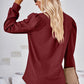 Ruched Notched Long Sleeve T-Shirt