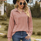 Collared Neck Cable-Knit Long Sleeve Blouse