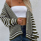 LakenLea Striped V-Neck Button-Down Cardigan