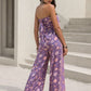 Tied Printed Tube Wide Leg Jumpsuit
