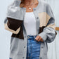 Color Block Button Up Lantern Sleeve Cardigan