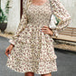 Smocked Flounce Sleeve Ruffled Dress
