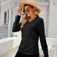 Full Size Drawstring V-Neck Long Sleeve T-Shirt
