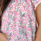 Floral Mock Neck Short Sleeve Blouse