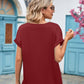 Full Size V-Neck Cuffed Blouse
