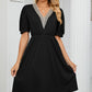 V-Neck Puff Sleeve Dress
