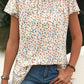 Ditsy Floral Mock Neck Short Sleeve T-Shirt