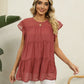 Full Size Swiss Dot Round Neck Tiered Blouse