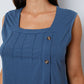 Square Neck Decorative Button Tank