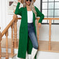 Cable-Knit Open Front Cardigan with Pockets