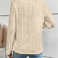 Openwork Half Button Long Sleeve Blouse