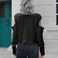 Cold-Shoulder Ribbed Trim Sweater