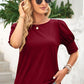 Round Neck Lantern Sleeve Blouse