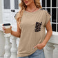 Leopard Round Neck Cap Sleeve T-Shirt