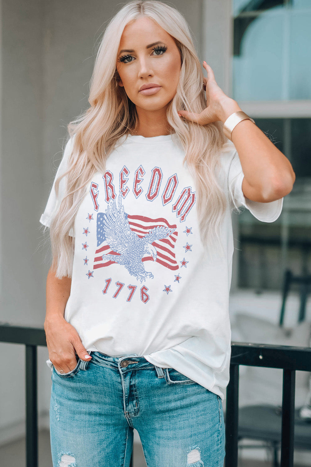 Women's Full Size FREEDOM 1776 Graphic Tee