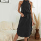 Full Size Drawstring Open Back Slit Sleeveless Dress