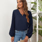 Full Size Swiss Dot Balloon Sleeve Blouse