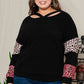 Plus Size Leopard Dropped Shoulder Long Sleeve T-Shirt
