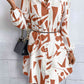 Geometric Long Sleeve Shirt Dress