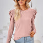 Round Neck Puff Sleeve Blouse