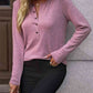 Round Neck Buttoned Long Sleeve T-Shirt