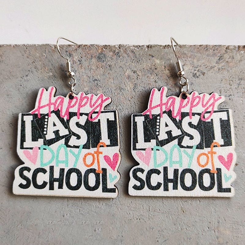 LITTLE GIRLS & TEEN School Theme Wooden Dangle Earrings